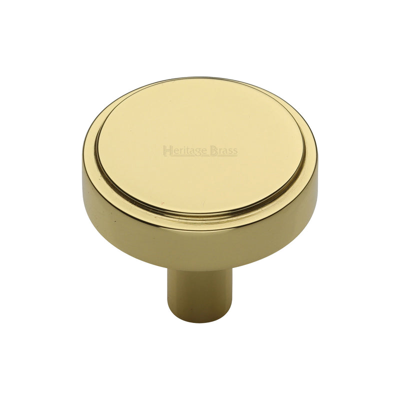 Heritage Brass Cabinet Knob Stepped Disc Design 32mm Polished Brass finish - C3952 32-PB - Choice Handles