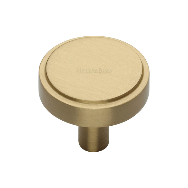 Heritage Brass Cabinet Knob Stepped Disc Design 32mm Satin Brass finish - C3952 32-SB - Choice Handles