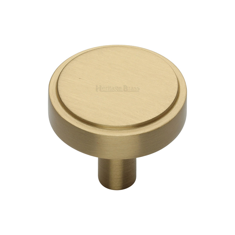 Heritage Brass Cabinet Knob Stepped Disc Design 32mm Satin Brass finish - C3952 32-SB - Choice Handles