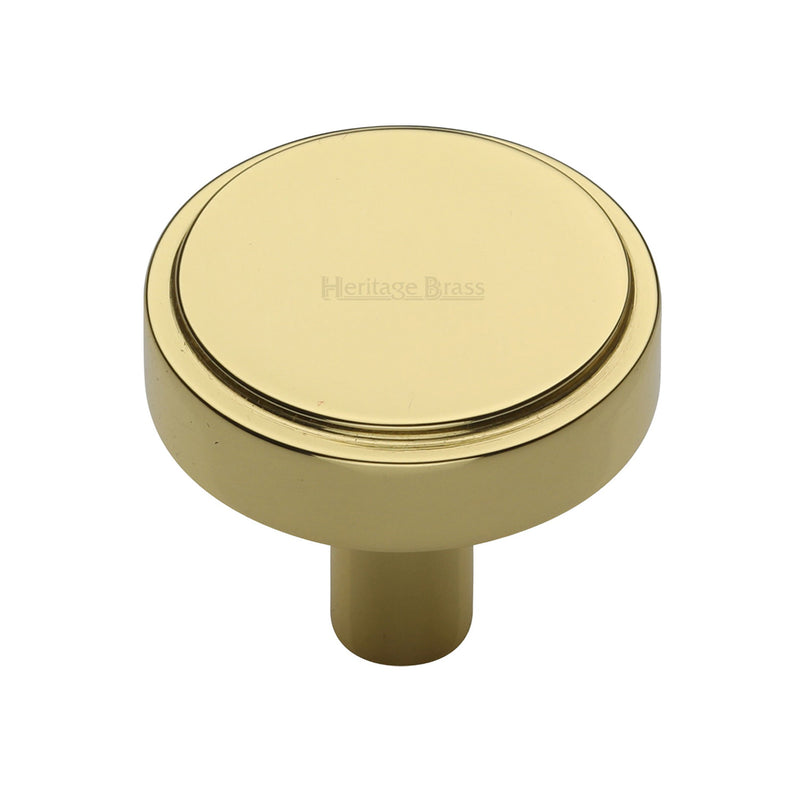 Heritage Brass Cabinet Knob Stepped Disc Design 38mm Polished Brass finish - C3952 38-PB - Choice Handles