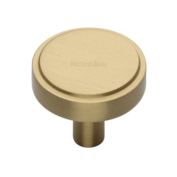 Heritage Brass Cabinet Knob Stepped Disc Design 38mm Satin Brass finish - C3952 38-SB - Choice Handles