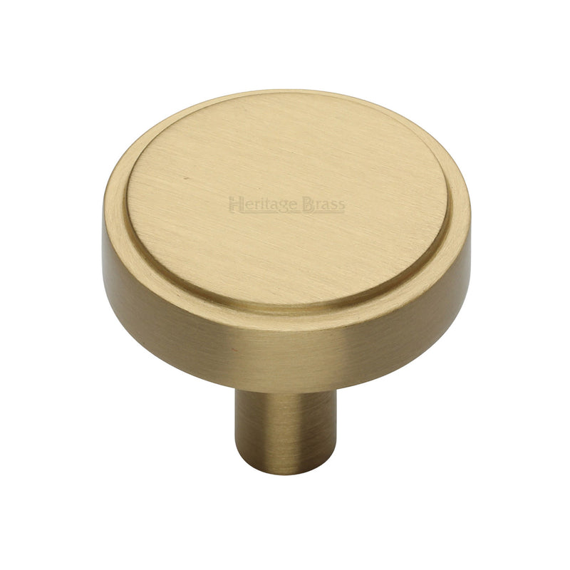 Heritage Brass Cabinet Knob Stepped Disc Design 38mm Satin Brass finish - C3952 38-SB - Choice Handles