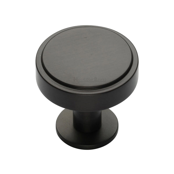 Heritage Brass Cabinet Knob Stepped Disc Design with Rose 32mm Matt Bronze finish - C3954 32-MB - Choice Handles
