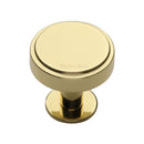 Heritage Brass Cabinet Knob Stepped Disc Design with Rose 32mm Polished Brass finish - C3954 32-PB - Choice Handles