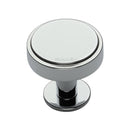 Heritage Brass Cabinet Knob Stepped Disc Design with Rose 32mm Polished Chrome finish - C3954 32-PC - Choice Handles