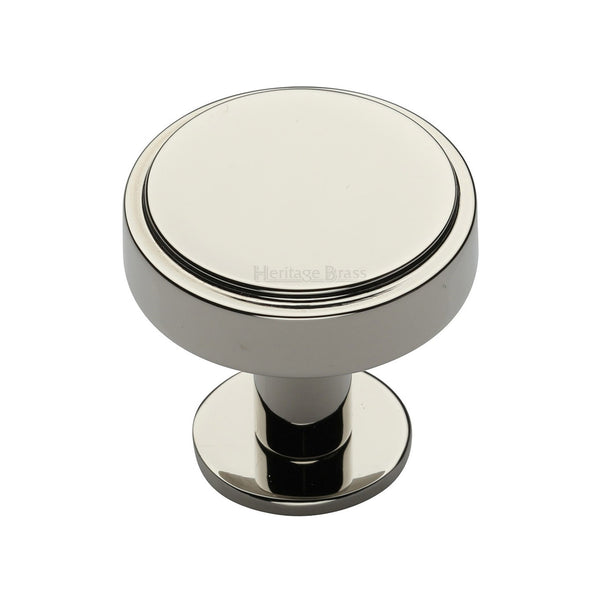 Heritage Brass Cabinet Knob Stepped Disc Design with Rose 32mm Polished Nickel - C3954 32-PNF - Choice Handles