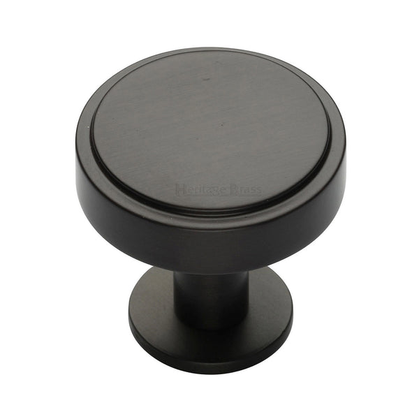 Heritage Brass Cabinet Knob Stepped Disc Design with Rose 38mm Matt Bronze finish - C3954 38-MB - Choice Handles