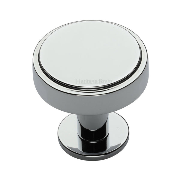 Heritage Brass Cabinet Knob Stepped Disc Design with Rose 38mm Polished Chrome finish - C3954 38-PC - Choice Handles
