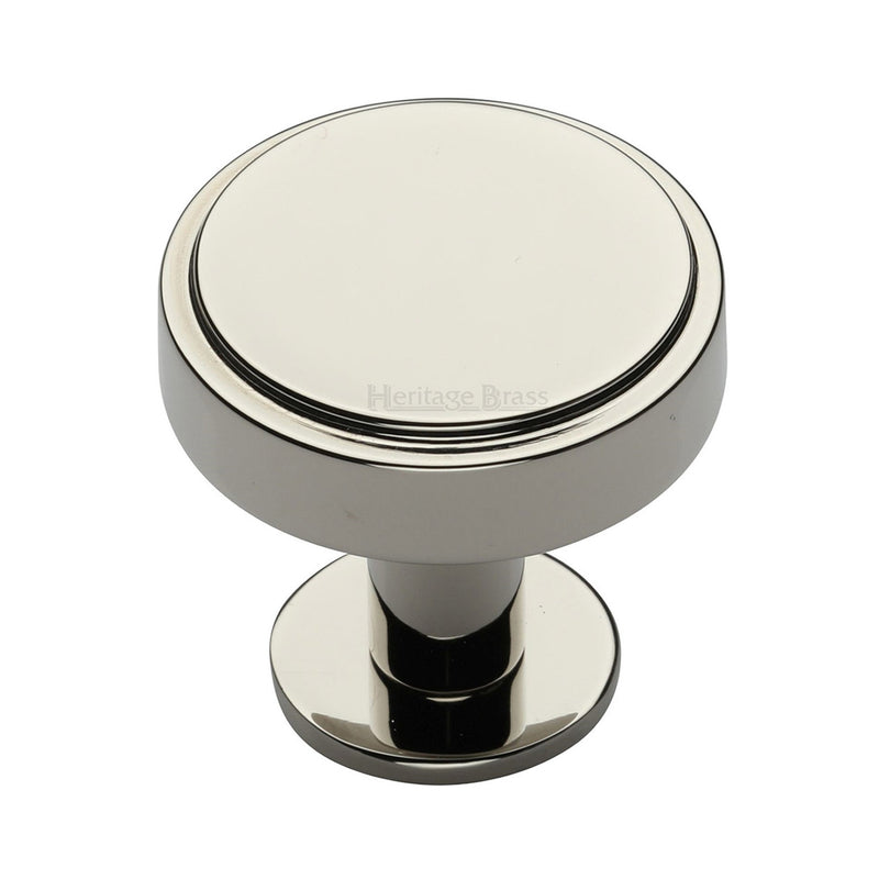 Heritage Brass Cabinet Knob Stepped Disc Design with Rose 38mm Polished Nickel - C3954 38-PNF - Choice Handles