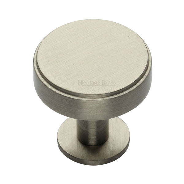 Heritage Brass Cabinet Knob Stepped Disc Design with Rose 38mm Satin Nickel finish - C3954 38-SN - Choice Handles