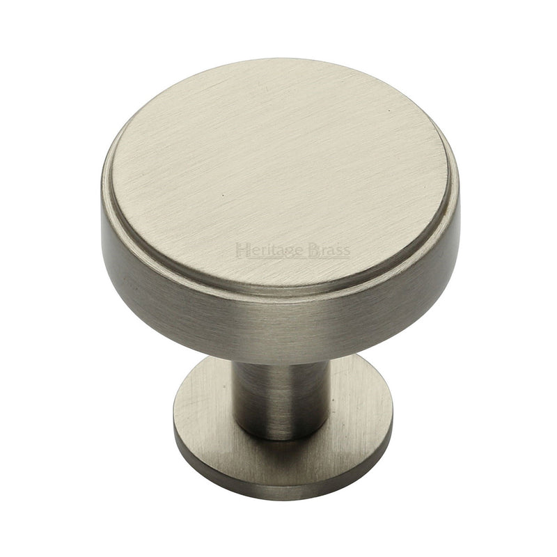 Heritage Brass Cabinet Knob Stepped Disc Design with Rose 38mm Satin Nickel finish - C3954 38-SN - Choice Handles
