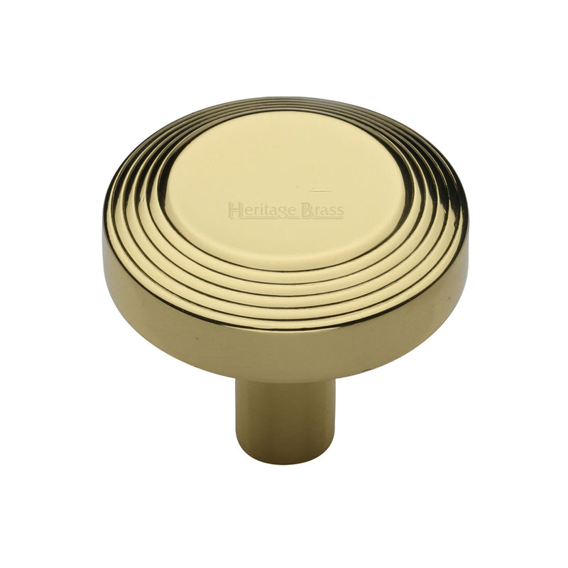 Heritage Brass Cabinet Knob Ridge Design 38mm Polished Brass finishUK Registered Design Number 6194410 - C3956 38-PB - Choice Handles