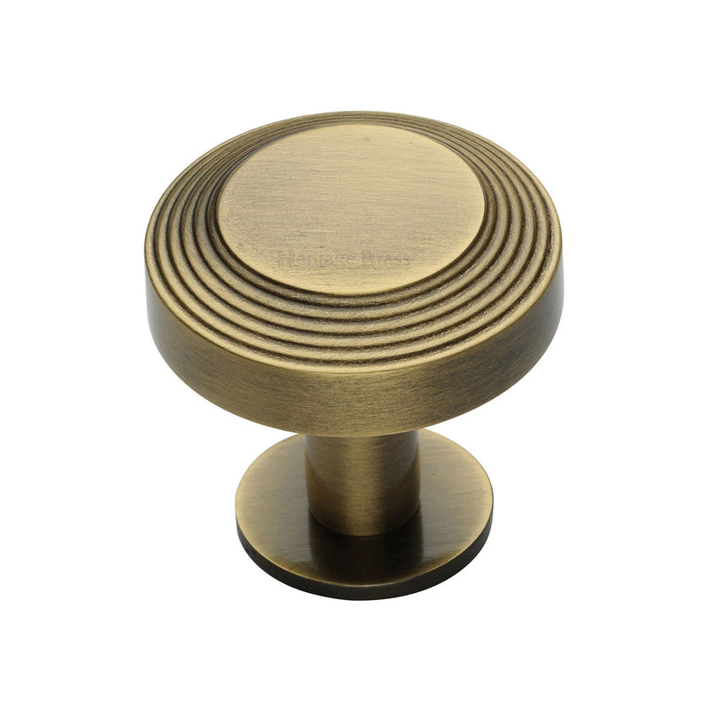 Heritage Brass Cabinet Knob Ridge Design with Rose 32mm Antique Brass finish
UK Registered Design Number 6194410
 - C3958 32-AT - Choice Handles