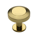 Heritage Brass Cabinet Knob Ridge Design with Rose 32mm Polished Brass finishUK Registered Design Number 6194410 - C3958 32-PB - Choice Handles