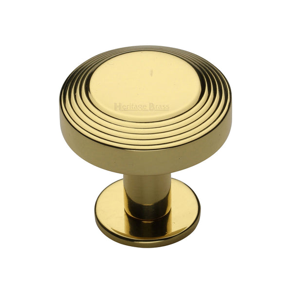 Heritage Brass Cabinet Knob Ridge Design with Rose 32mm Polished Brass finishUK Registered Design Number 6194410 - C3958 32-PB - Choice Handles