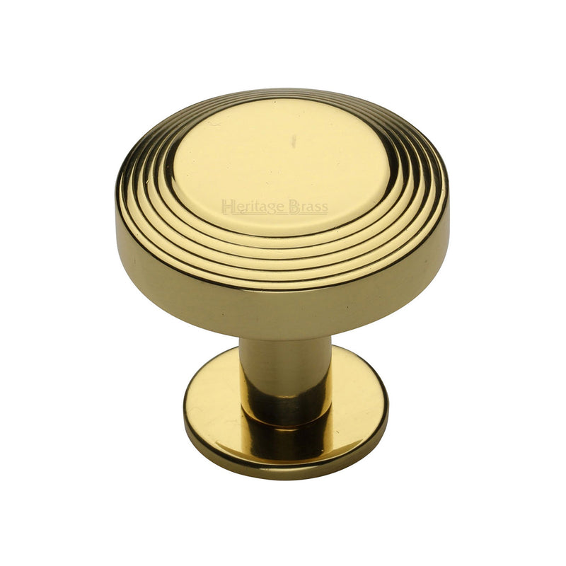 Heritage Brass Cabinet Knob Ridge Design with Rose 32mm Polished Brass finishUK Registered Design Number 6194410 - C3958 32-PB - Choice Handles