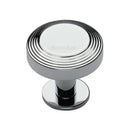 Heritage Brass Cabinet Knob Ridge Design with Rose 32mm Polished Chrome finishUK Registered Design Number 6194410 - C3958 32-PC - Choice Handles
