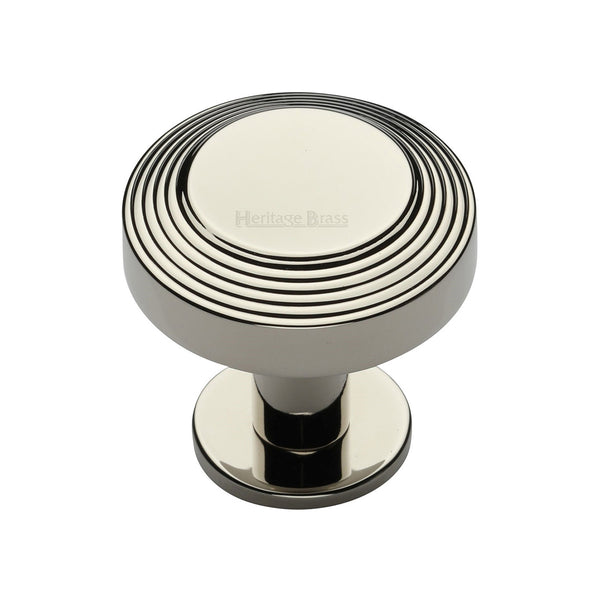 Heritage Brass Cabinet Knob Ridge Design with Rose 32mm Polished NickelUK Registered Design Number 6194410 - C3958 32-PNF - Choice Handles
