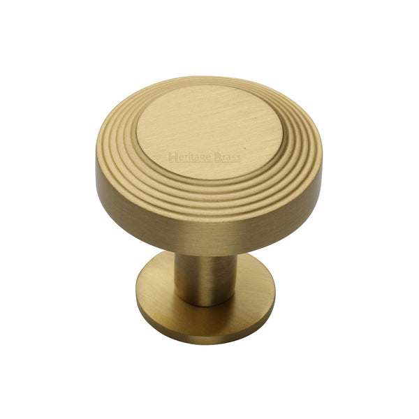 Heritage Brass Cabinet Knob Ridge Design with Rose 32mm Satin Brass finishUK Registered Design Number 6194410 - C3958 32-SB - Choice Handles