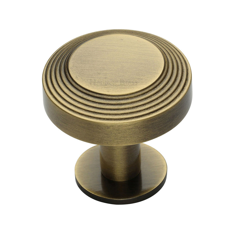 Heritage Brass Cabinet Knob Ridge Design with Rose 38mm Antique Brass finishUK Registered Design Number 6194410 - C3958 38-AT - Choice Handles