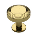 Heritage Brass Cabinet Knob Ridge Design with Rose 38mm Polished Brass finishUK Registered Design Number 6194410 - C3958 38-PB - Choice Handles