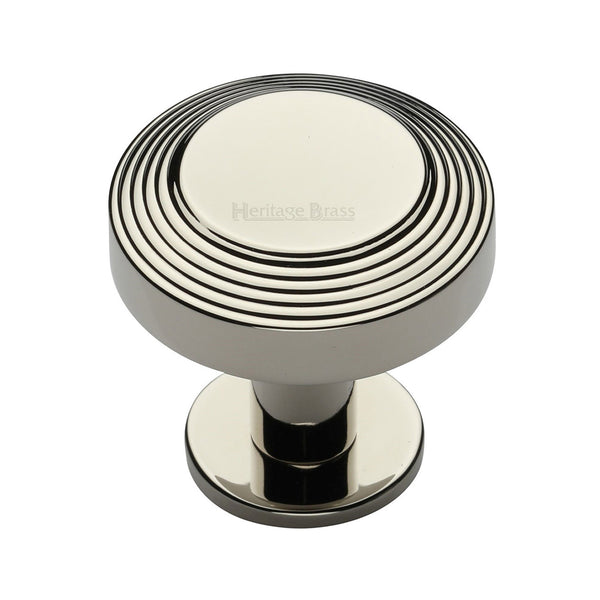 Heritage Brass Cabinet Knob Ridge Design with Rose 38mm Polished NickelUK Registered Design Number 6194410 - C3958 38-PNF - Choice Handles
