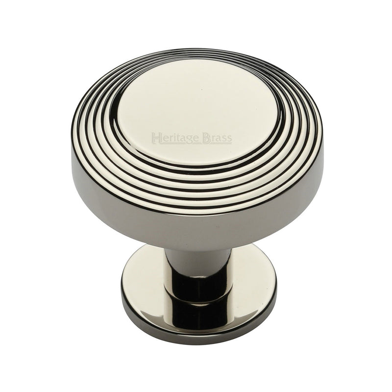 Heritage Brass Cabinet Knob Ridge Design with Rose 38mm Polished NickelUK Registered Design Number 6194410 - C3958 38-PNF - Choice Handles