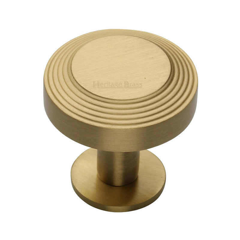 Heritage Brass Cabinet Knob Ridge Design with Rose 38mm Satin Brass finishUK Registered Design Number 6194410 - C3958 38-SB - Choice Handles