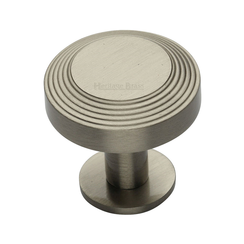Heritage Brass Cabinet Knob Ridge Design with Rose 38mm Satin Nickel finishUK Registered Design Number 6194410 - C3958 38-SN - Choice Handles