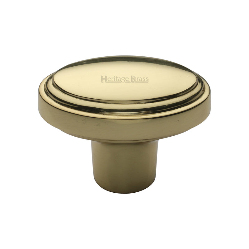 Heritage Brass Cabinet Knob Stepped Oval Design 41mm Polished Brass finish - C3975-PB - Choice Handles