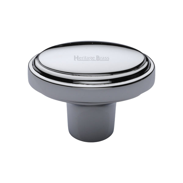 Heritage Brass Cabinet Knob Stepped Oval Design 41mm Polished Chrome finish - C3975-PC - Choice Handles
