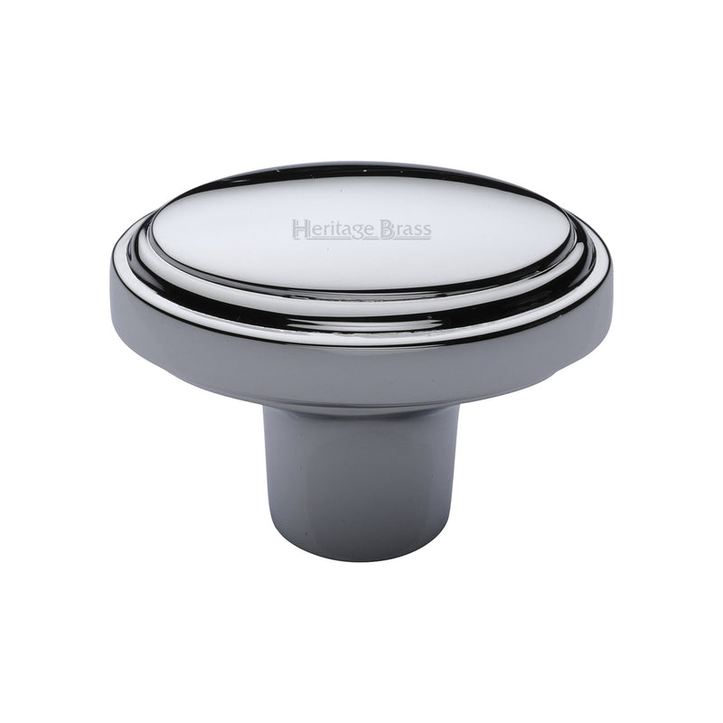 Heritage Brass Cabinet Knob Stepped Oval Design 41mm Polished Chrome finish - C3975-PC - Choice Handles