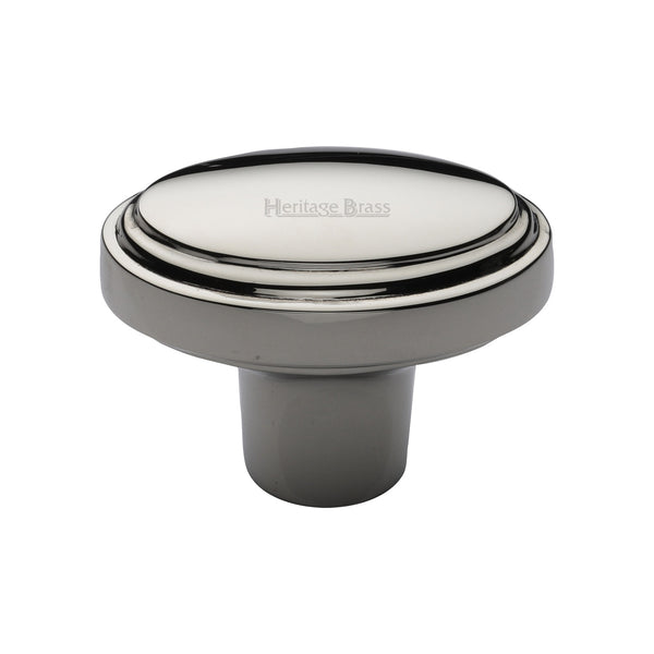 Heritage Brass Cabinet Knob Stepped Oval Design 41mm Polished Nickel - C3975-PNF - Choice Handles