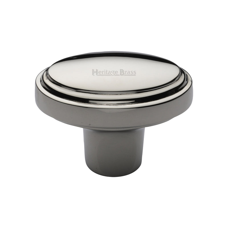 Heritage Brass Cabinet Knob Stepped Oval Design 41mm Polished Nickel - C3975-PNF - Choice Handles