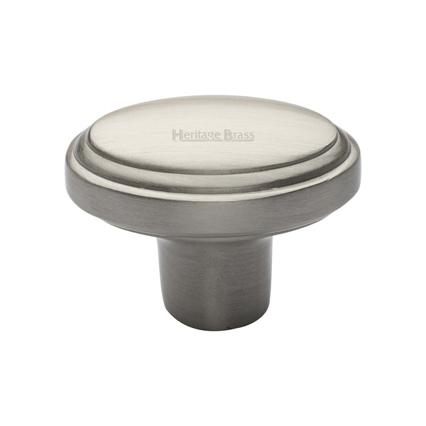 Heritage Brass Cabinet Knob Stepped Oval Design 41mm Satin Nickel finish - C3975-SN - Choice Handles