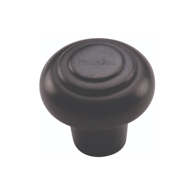 Heritage Brass Cabinet Knob Round Bead Design 32mm Matt Black finish - C3985 32-BKMT - Choice Handles