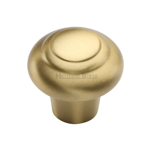 Heritage Brass Cabinet Knob Round Bead Design 32mm Satin Brass finish - C3985 32-SB - Choice Handles