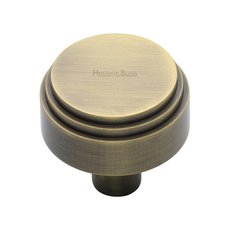 Heritage Brass Cabinet Knob Round Deco Design 32mm Antique Brass finish - C3987 32-AT - Choice Handles