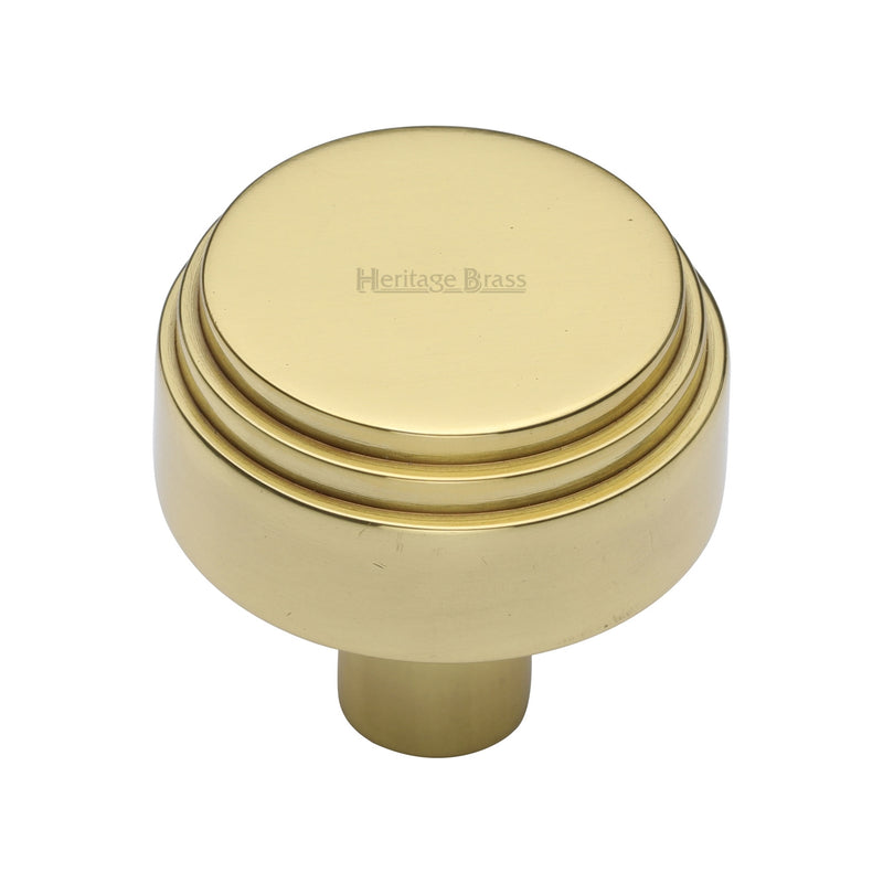 Heritage Brass Cabinet Knob Round Deco Design 32mm Polished Brass finish - C3987 32-PB - Choice Handles