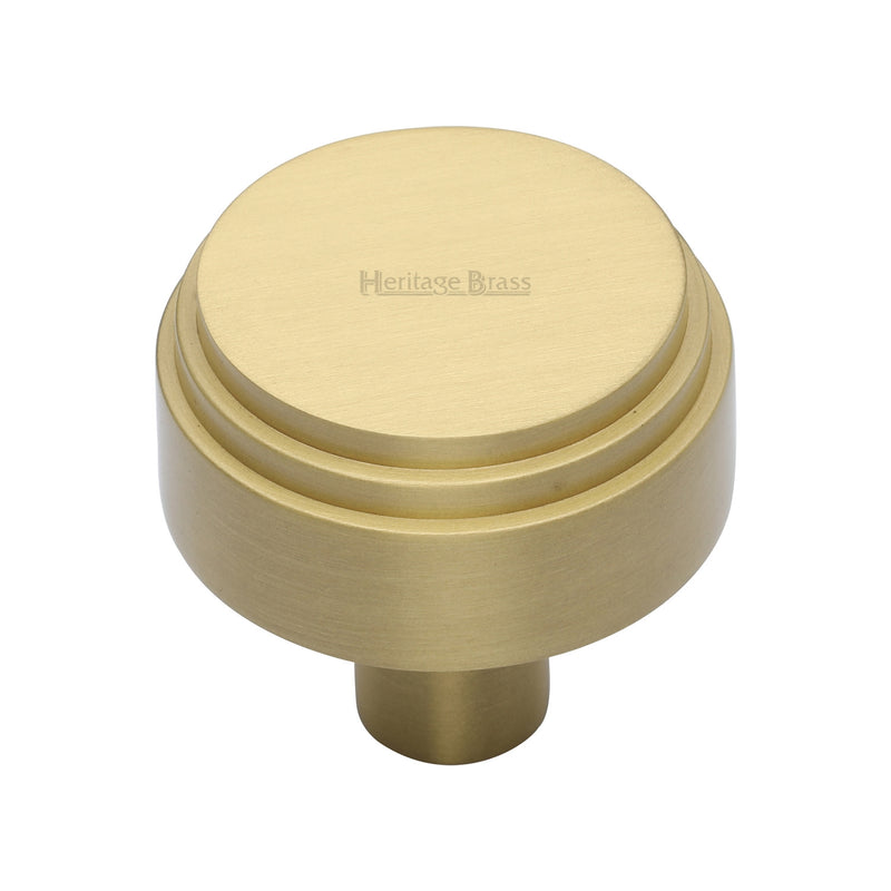 Heritage Brass Cabinet Knob Round Deco Design 32mm Satin Brass finish - C3987 32-SB - Choice Handles