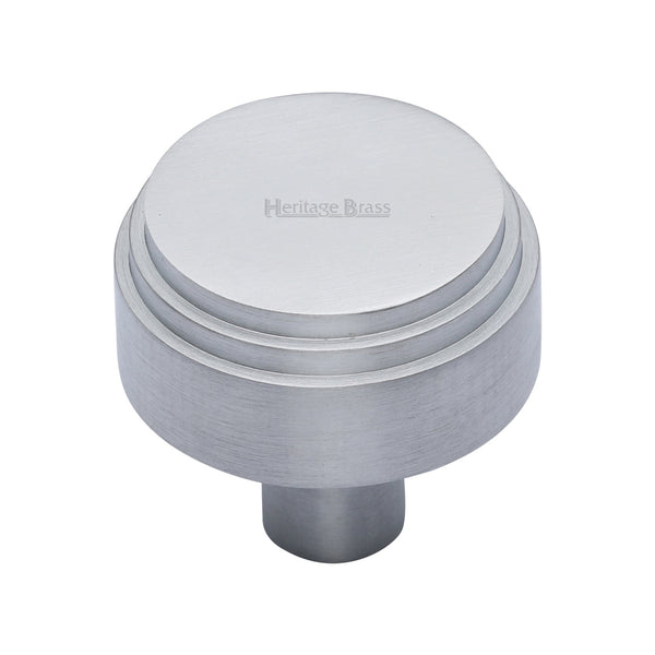 Heritage Brass Cabinet Knob Round Deco Design 32mm Satin Chrome finish - C3987 32-SC - Choice Handles