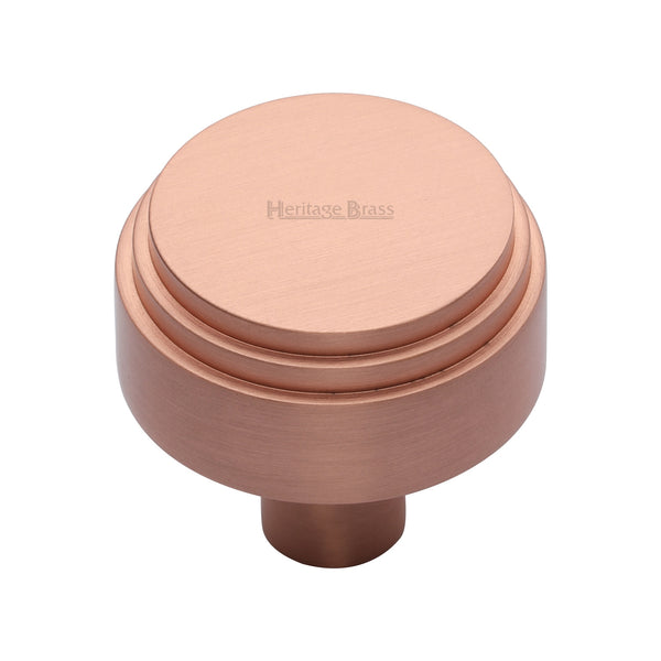 Heritage Brass Cabinet Knob Round Deco Design 32mm Satin Rose Gold finish - C3987 32-SRG - Choice Handles
