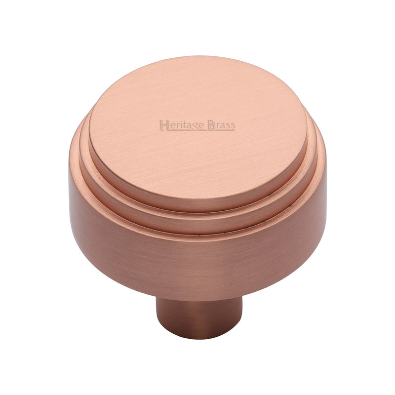 Heritage Brass Cabinet Knob Round Deco Design 32mm Satin Rose Gold finish - C3987 32-SRG - Choice Handles