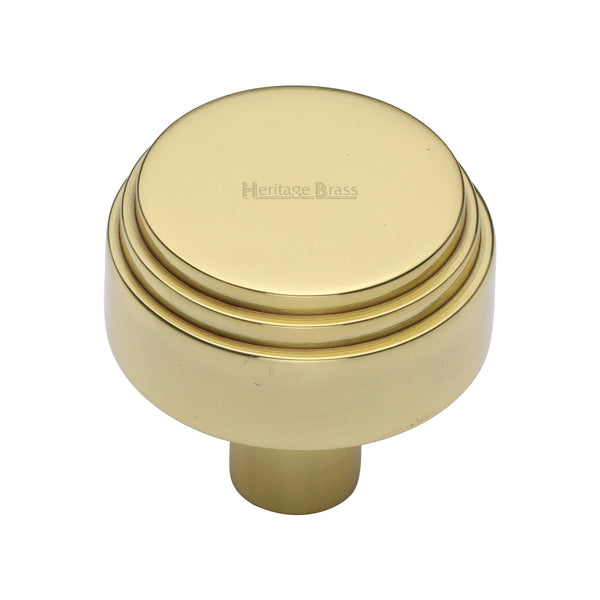Heritage Brass Cabinet Knob Round Deco Design 38mm Polished Brass finish - C3987 38-PB - Choice Handles