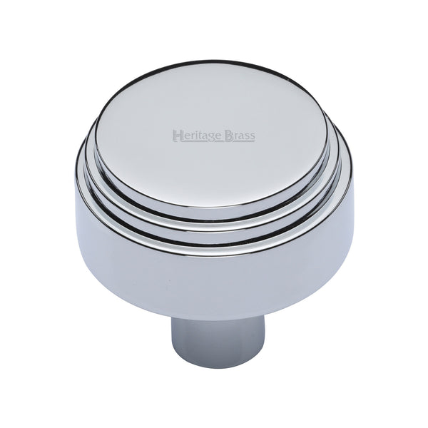 Heritage Brass Cabinet Knob Round Deco Design 38mm Polished Chrome finish - C3987 38-PC - Choice Handles