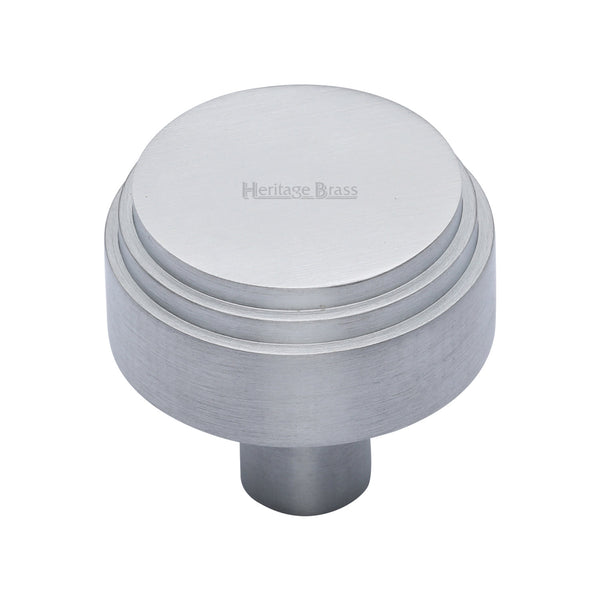 Heritage Brass Cabinet Knob Round Deco Design 38mm Satin Chrome finish - C3987 38-SC - Choice Handles
