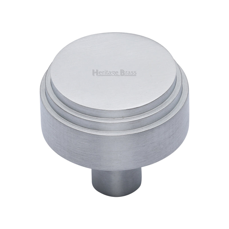 Heritage Brass Cabinet Knob Round Deco Design 38mm Satin Chrome finish - C3987 38-SC - Choice Handles