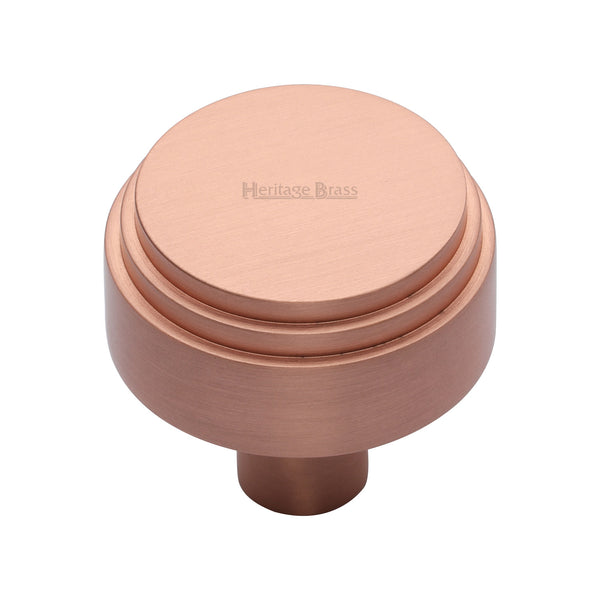 Heritage Brass Cabinet Knob Round Deco Design 38mm Satin Rose Gold finish - C3987 38-SRG - Choice Handles