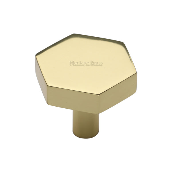 Heritage Brass Cabinet Knob Hexagon Design 32mm Polished Brass finish - C4344 32-PB - Choice Handles