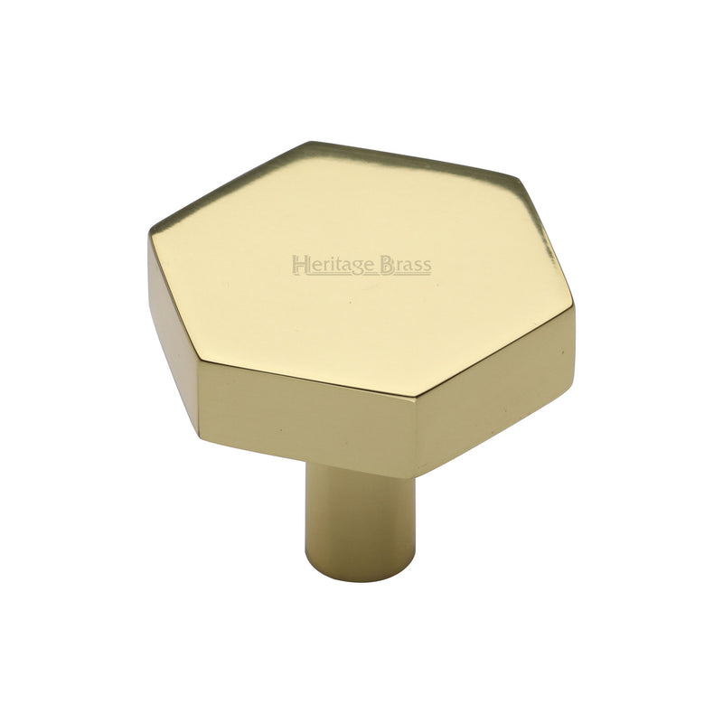 Heritage Brass Cabinet Knob Hexagon Design 32mm Polished Brass finish - C4344 32-PB - Choice Handles